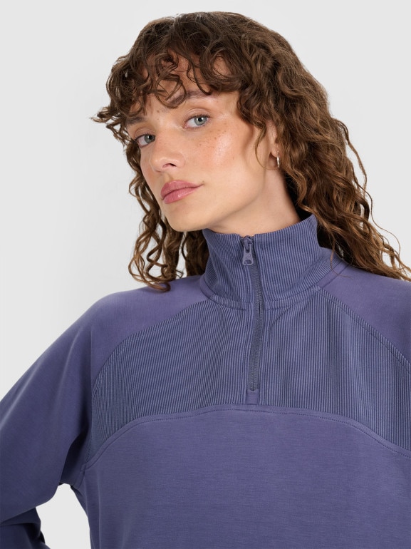 Damska bluza dresowa nierozpinana bez kaptura 4F 4FWAW25TSWSF1836 - niebieska