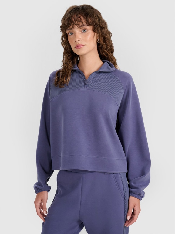 Damska bluza dresowa nierozpinana bez kaptura 4F 4FWAW25TSWSF1836 - niebieska