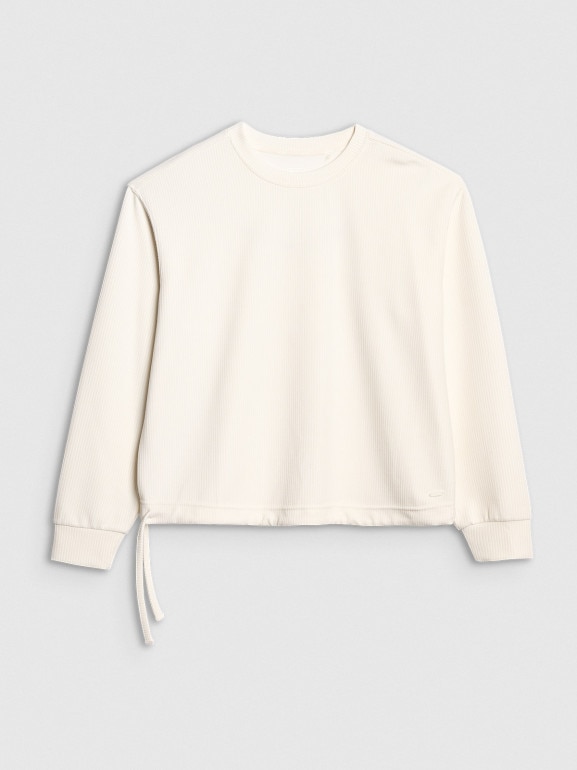 Damska bluza dresowa nierozpinana bez kaptura 4F 4FWAW25TSWSF1837 - biała