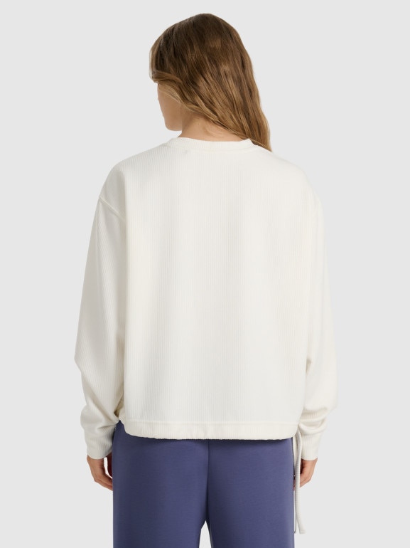 Damska bluza dresowa nierozpinana bez kaptura 4F 4FWAW25TSWSF1837 - biała