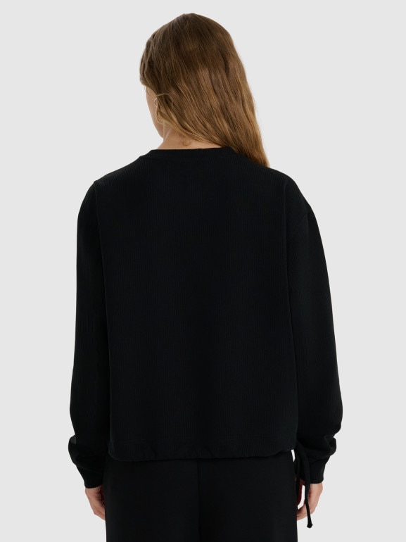 Damska bluza dresowa nierozpinana bez kaptura 4F 4FWAW25TSWSF1837 - czarna