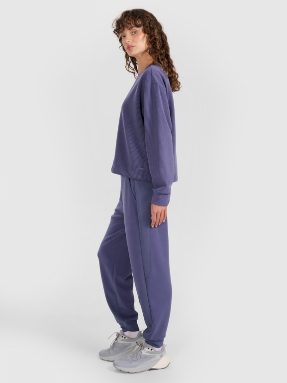 Damska bluza dresowa nierozpinana bez kaptura 4F 4FWAW25TSWSF1837 - niebieska