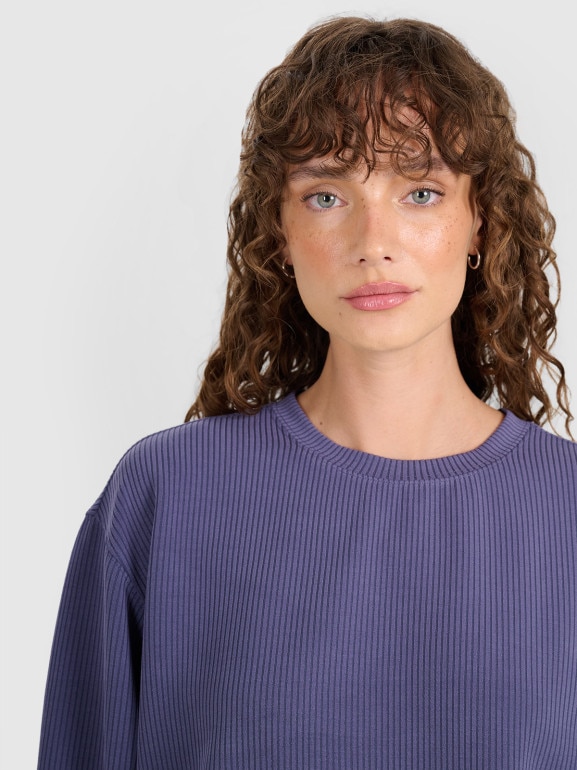 Damska bluza dresowa nierozpinana bez kaptura 4F 4FWAW25TSWSF1837 - niebieska