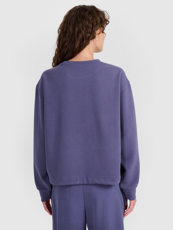 Damska bluza dresowa nierozpinana bez kaptura 4F 4FWAW25TSWSF1837 - niebieska