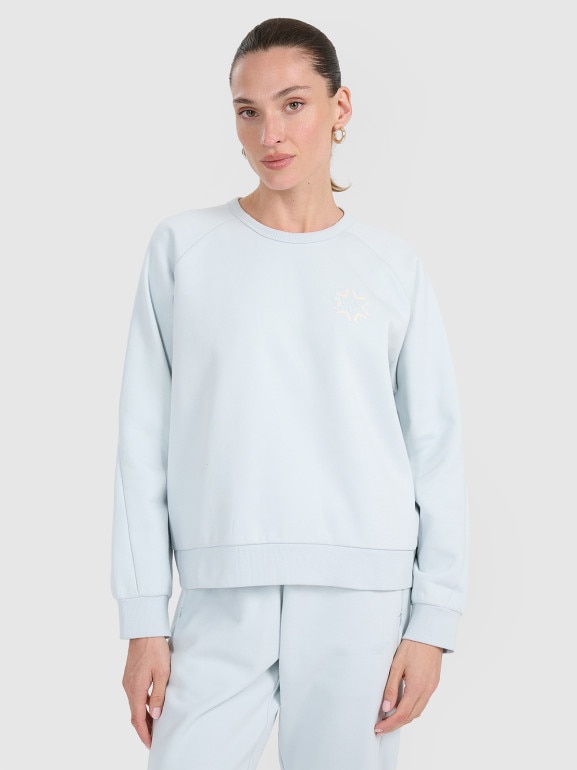 Damska bluza dresowa nierozpinana bez kaptura 4F 4FWAW25TSWSF1848 - niebieska