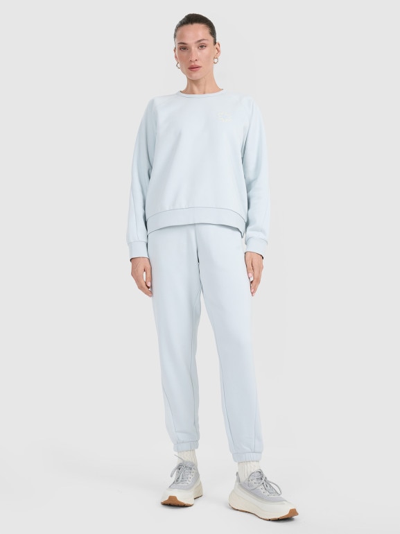 Damska bluza dresowa nierozpinana bez kaptura 4F 4FWAW25TSWSF1848 - niebieska