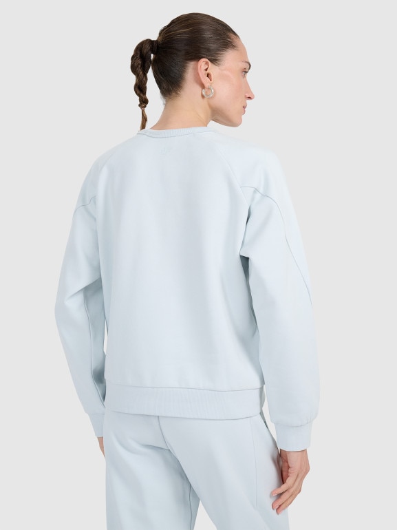 Damska bluza dresowa nierozpinana bez kaptura 4F 4FWAW25TSWSF1848 - niebieska