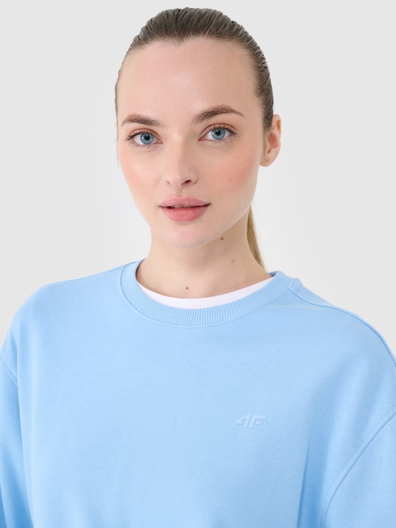 Damska bluza dresowa nierozpinana bez kaptura 4F 4FWMM00TSWSF1765 - niebieska