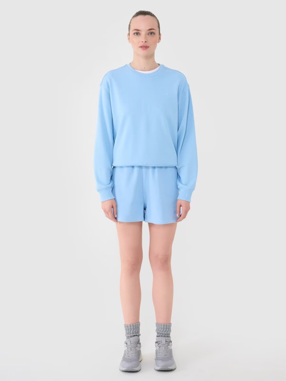 Damska bluza dresowa nierozpinana bez kaptura 4F 4FWMM00TSWSF1765 - niebieska