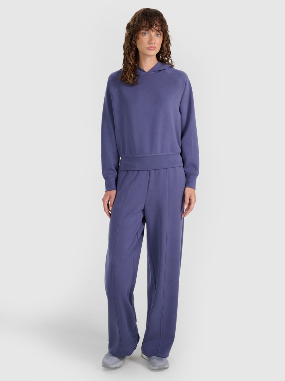 Damska bluza dresowa nierozpinana z kapturem 4F 4FWAW25TSWSF1834 - niebieska