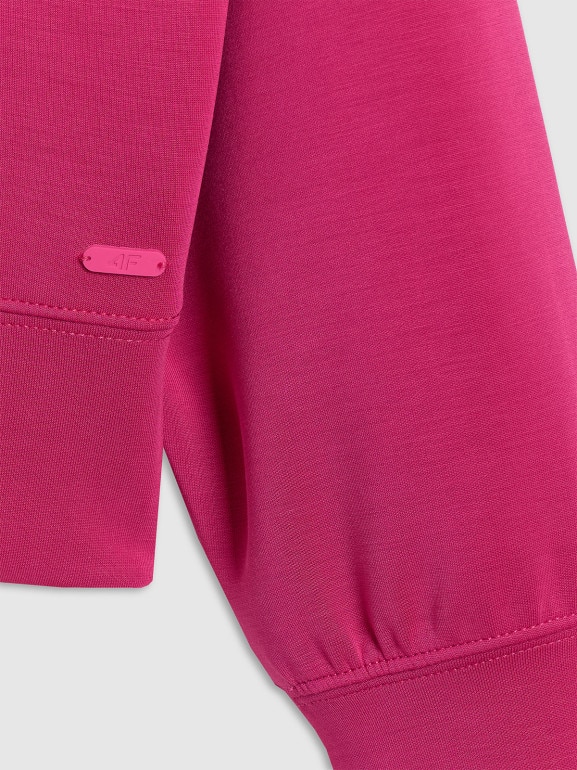 Damska bluza dresowa nierozpinana z kapturem 4F 4FWAW25TSWSF1834 - różowa