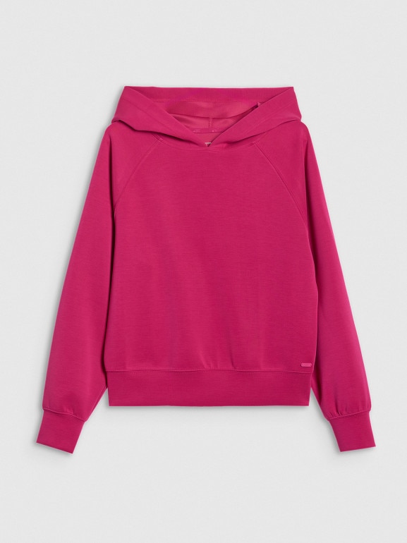 Damska bluza dresowa nierozpinana z kapturem 4F 4FWAW25TSWSF1834 - różowa