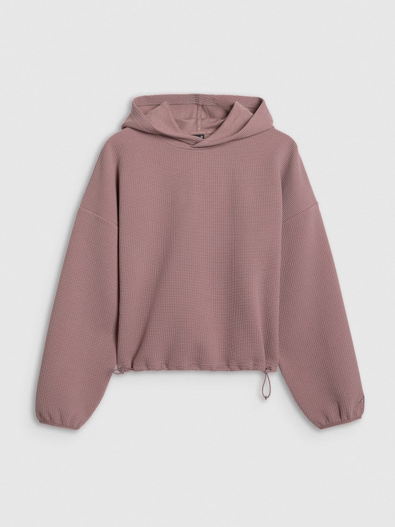 Damska bluza dresowa nierozpinana z kapturem 4F 4FWAW25TSWSF1847 - brązowa