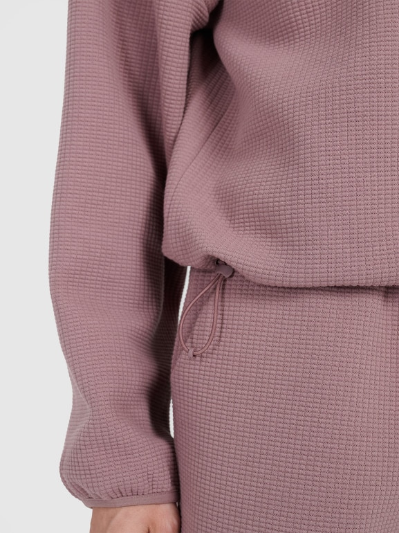 Damska bluza dresowa nierozpinana z kapturem 4F 4FWAW25TSWSF1847 - brązowa