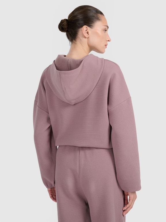 Damska bluza dresowa nierozpinana z kapturem 4F 4FWAW25TSWSF1847 - brązowa