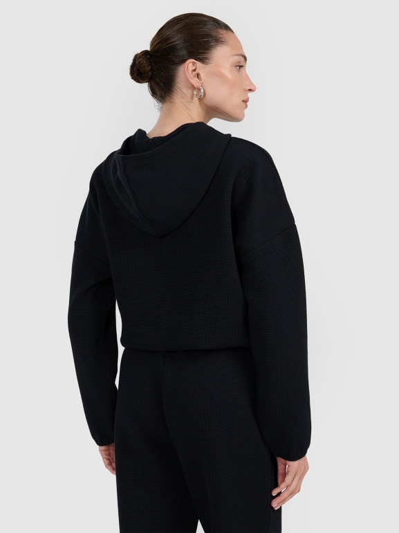 Damska bluza dresowa nierozpinana z kapturem 4F 4FWAW25TSWSF1847 - czarna