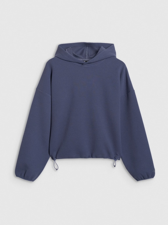 Damska bluza dresowa nierozpinana z kapturem 4F 4FWAW25TSWSF1847 - granatowa