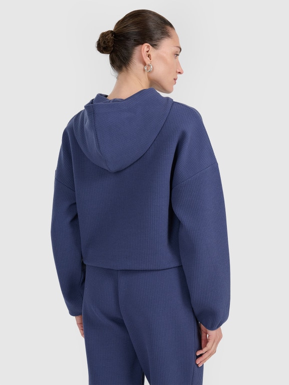 Damska bluza dresowa nierozpinana z kapturem 4F 4FWAW25TSWSF1847 - granatowa