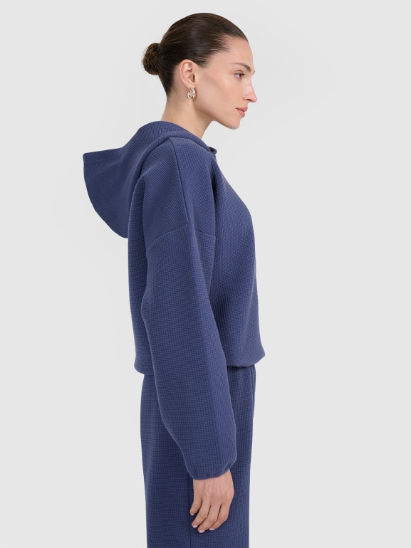 Damska bluza dresowa nierozpinana z kapturem 4F 4FWAW25TSWSF1847 - granatowa