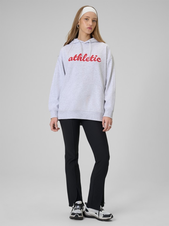 Damska bluza dresowa nierozpinana z kapturem 4F 4FWSS26TSWSF2171 - szara