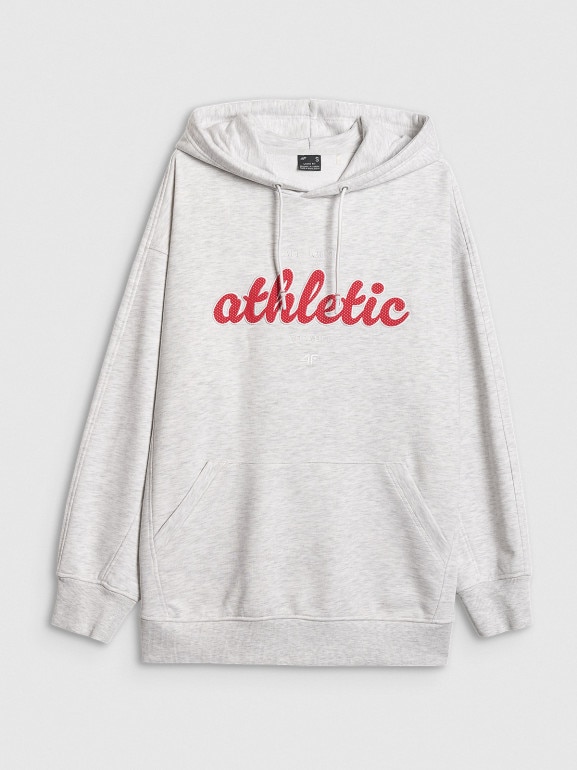 Damska bluza dresowa nierozpinana z kapturem 4F 4FWSS26TSWSF2171 - szara