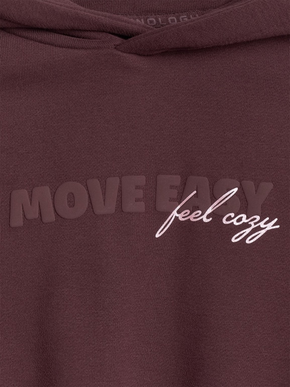 Damska bluza dresowa nierozpinana z kapturem 4F 4FWSS26TSWSF2175 - brązowa