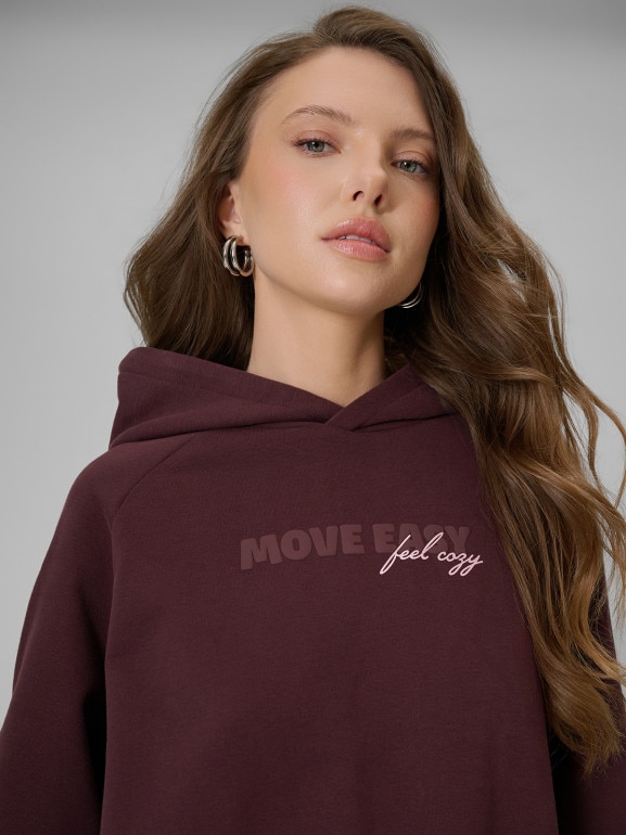 Damska bluza dresowa nierozpinana z kapturem 4F 4FWSS26TSWSF2175 - brązowa