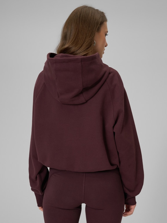 Damska bluza dresowa nierozpinana z kapturem 4F 4FWSS26TSWSF2175 - brązowa