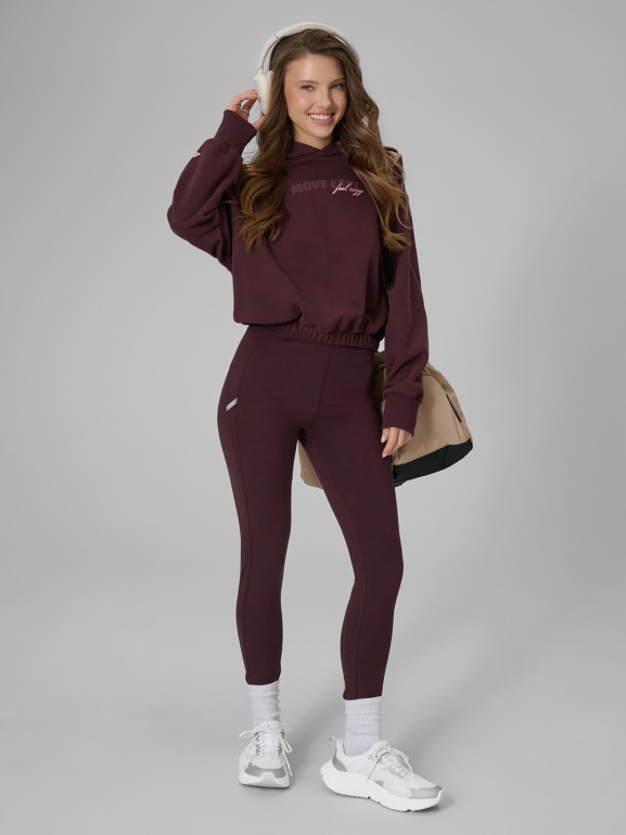 Damska bluza dresowa nierozpinana z kapturem 4F 4FWSS26TSWSF2175 - brązowa