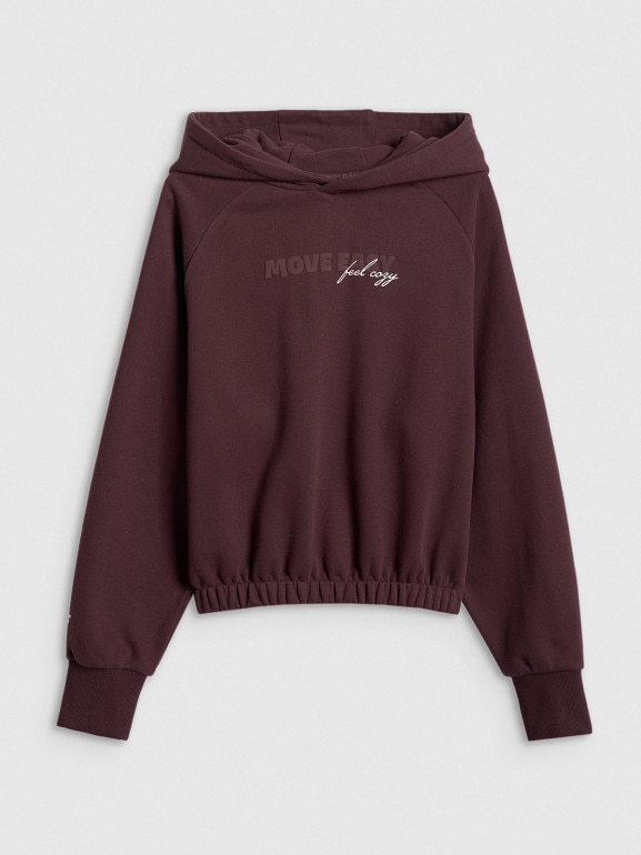 Damska bluza dresowa nierozpinana z kapturem 4F 4FWSS26TSWSF2175 - brązowa