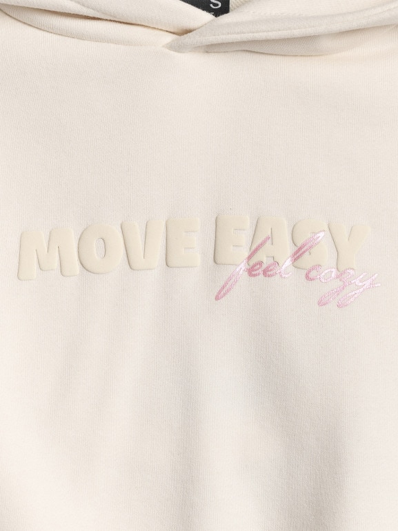 Damska bluza dresowa nierozpinana z kapturem 4F 4FWSS26TSWSF2175 - kremowa