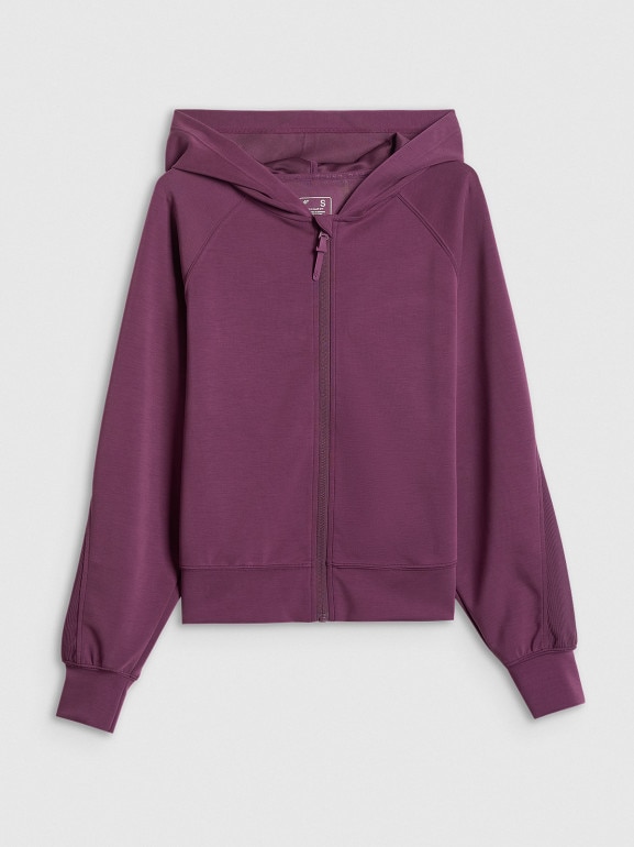 Damska bluza dresowa rozpinana z kapturem 4F 4FWSS26TSWSF2178 - fioletowa