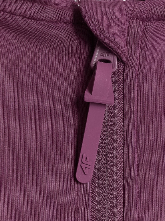 Damska bluza dresowa rozpinana z kapturem 4F 4FWSS26TSWSF2178 - fioletowa
