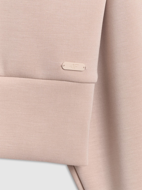 Damska bluza dresowa nierozpinana z kapturem 4f 4FWSS26TSWSF2183 - beżowa