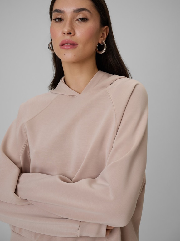 Damska bluza dresowa nierozpinana z kapturem 4f 4FWSS26TSWSF2183 - beżowa