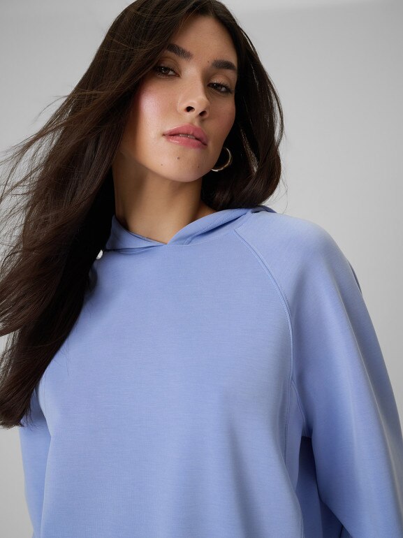 Damska bluza dresowa nierozpinana z kapturem 4f 4FWSS26TSWSF2183 - niebieska