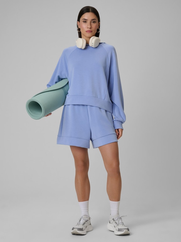 Damska bluza dresowa nierozpinana z kapturem 4f 4FWSS26TSWSF2183 - niebieska