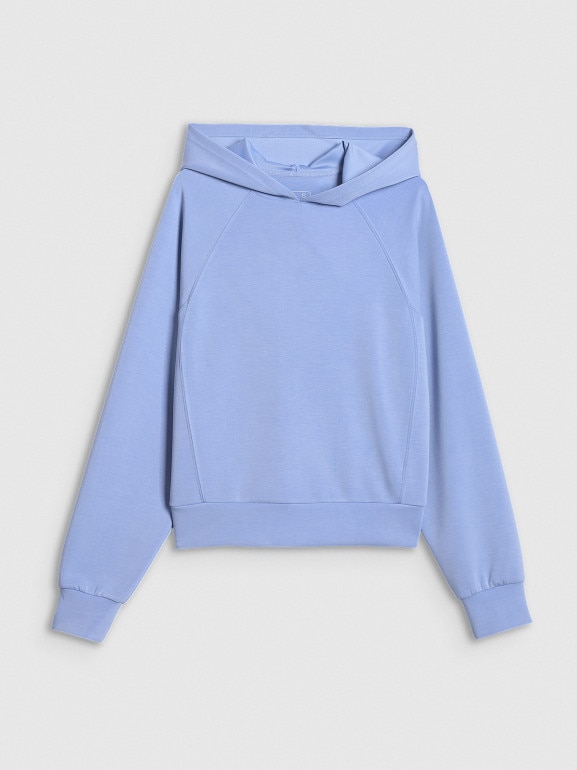 Damska bluza dresowa nierozpinana z kapturem 4f 4FWSS26TSWSF2183 - niebieska