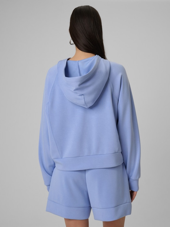 Damska bluza dresowa nierozpinana z kapturem 4f 4FWSS26TSWSF2183 - niebieska