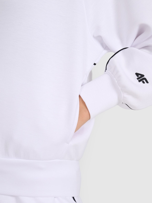 Damska bluza dresowa rozpinana z kapturem 4F 4FRAW25TSWSF2410 - biała