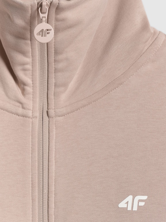 Damska bluza dresowa rozpinana bez kaptura 4F 4FWSS26TSWSF2174 - beżowa