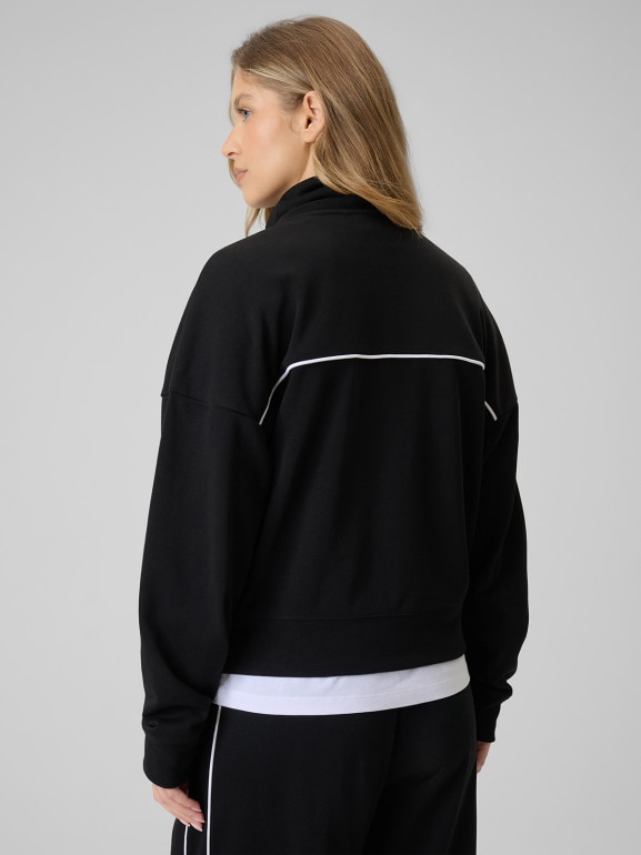 Damska bluza dresowa rozpinana bez kaptura 4F 4FWSS26TSWSF2174 - czarna