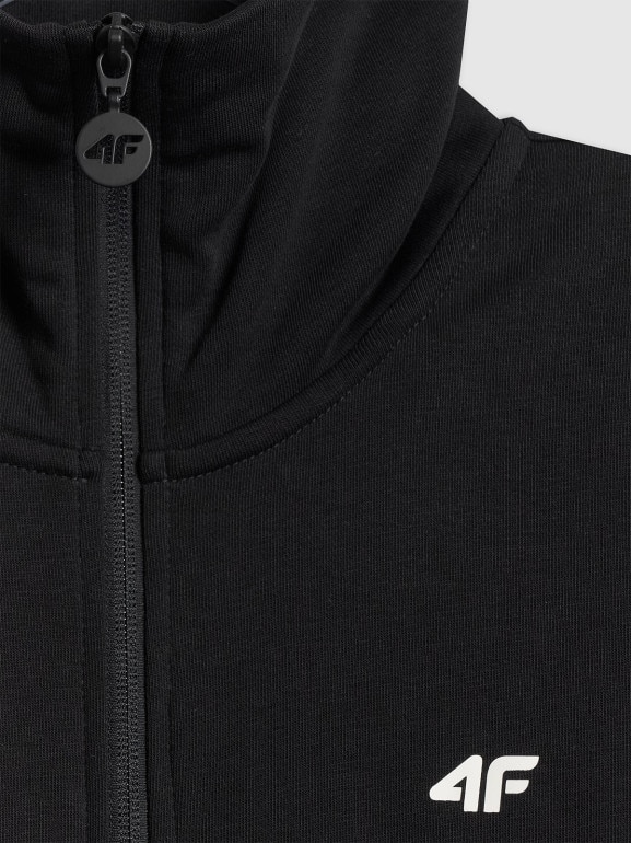 Damska bluza dresowa rozpinana bez kaptura 4F 4FWSS26TSWSF2174 - czarna