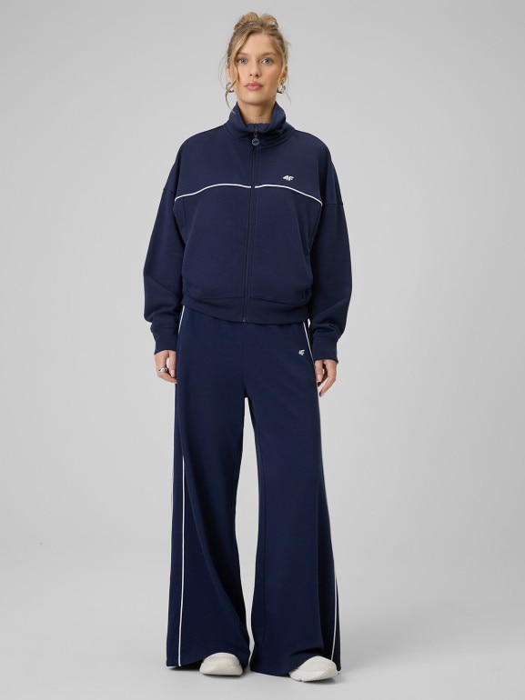 Damska bluza dresowa rozpinana bez kaptura 4F 4FWSS26TSWSF2174 - granatowa