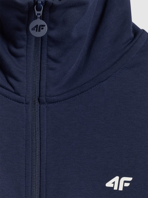 Damska bluza dresowa rozpinana bez kaptura 4F 4FWSS26TSWSF2174 - granatowa