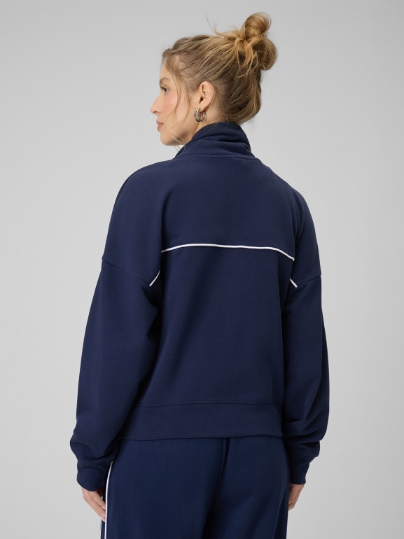 Damska bluza dresowa rozpinana bez kaptura 4F 4FWSS26TSWSF2174 - granatowa