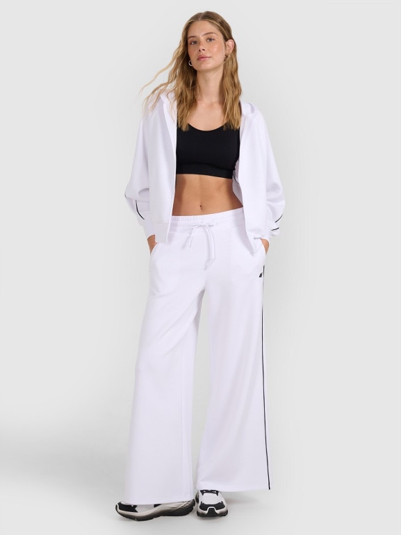 Damska bluza dresowa rozpinana z kapturem 4F 4FRAW25TSWSF2410 - biała