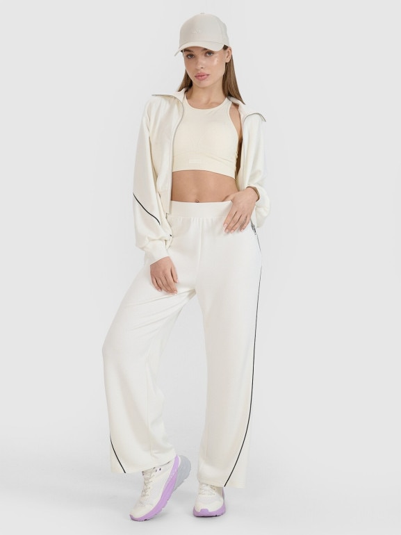 Damska bluza dresowa rozpinana z kapturem 4F 4FRAW25TSWSF2410 - biała