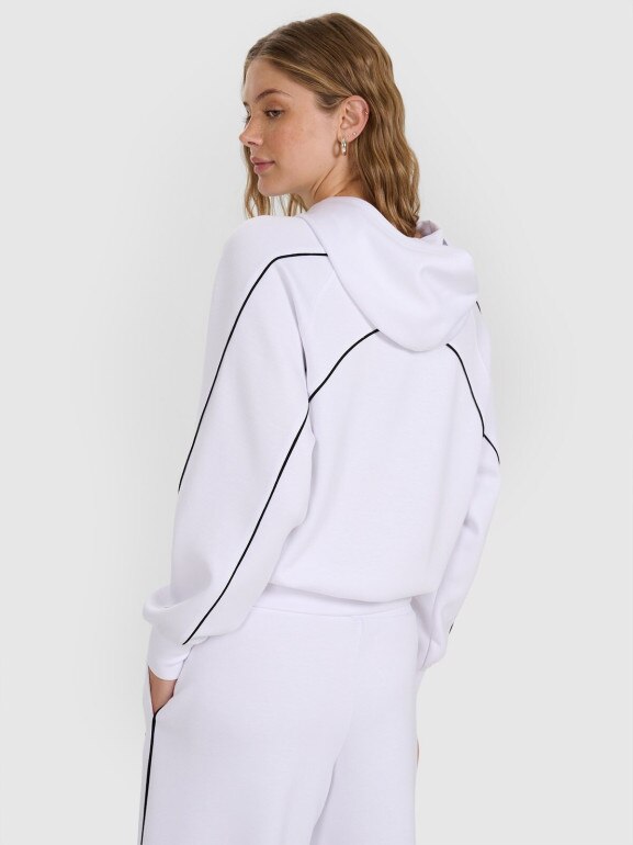 Damska bluza dresowa rozpinana z kapturem 4F 4FRAW25TSWSF2410 - biała