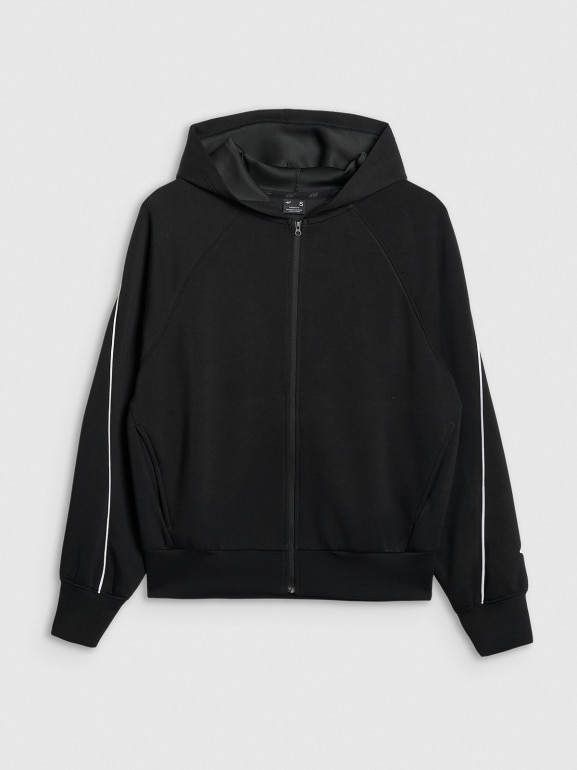 Damska bluza dresowa rozpinana z kapturem 4F 4FRAW25TSWSF2410 - czarna